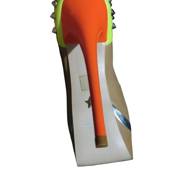 KURT GEIGER Esme Brazilian Leather Neon Spiked Platform Stilettos 37 or 7 - Picture 9 of 12